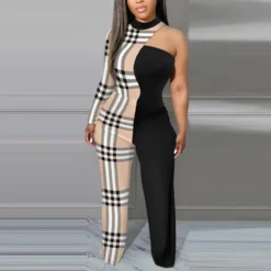 Sexy Contrast Patchwork Fashion Print Jumpsuit -Plus Size Dresses Shop 4cd66508335f2144