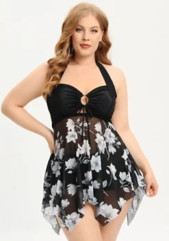 Plus Size Swimsuit Women'S Two Pieces Halter Swimming Dress Square Leg Swim Bottom Two Piece Set -Plus Size Dresses Shop 4cf7c3613e851b5d