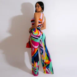 Sexy Print Halter Neck Sleeveless Jumpsuit -Plus Size Dresses Shop 4d55dc44c5090d27