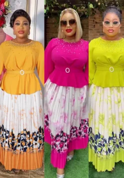 Plus Size African Women Chic Top+ Printed Pleated Skirt Two-piece Set -Plus Size Dresses Shop 4d8312e8c2c70d87
