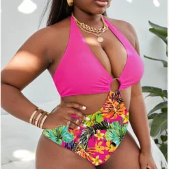 Plus Size Multicolor Ring Print Halter Neck Sexy One Piece Swimsuit 15 Plus Size Multicolor Ring Print Halter Neck Sexy One Piece Swimsuit -Plus Size Dresses Shop 4e468a20d22d19f6
