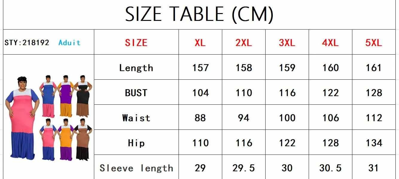 Plus Size Women's Round Neck Short Sleeve Multicolor Patchwork Swing Maxi Dress 16 Plus Size Women's Round Neck Short Sleeve Multicolor Patchwork Swing Maxi Dress - Image 14