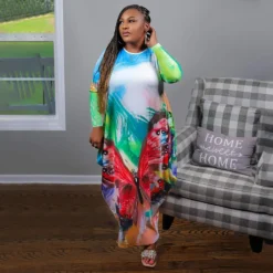 Women's Positioning Print Pockets Plus Size Loose Dress -Plus Size Dresses Shop 4ed28cd04bfe6a32
