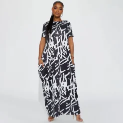 Plus Size Women Abstract Print Black And White Casual Loose Dress 17 Plus Size Women Abstract Print Black And White Casual Loose Dress -Plus Size Dresses Shop 4f0c4e968896b391