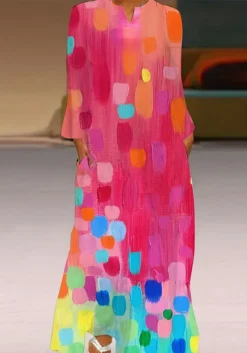 Women's Spring And Autumn Printed Fashion Chic V-Neck Loose Long-Sleeved Dress 22 Women's Spring And Autumn Printed Fashion Chic V-Neck Loose Long-Sleeved Dress -Plus Size Dresses Shop 4fe43e165c8aa9e5