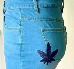 Summer Plus Size Women Embroidered Stretch Bell Bottom Denim Trousers -Plus Size Dresses Shop 4ff3f87e2dd41a2f