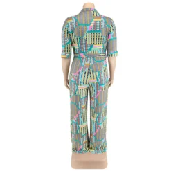 Plus Size Women Clothes Short Sleeve Deep V Neck Print Fashion Casual Multi Color Jumpsuit -Plus Size Dresses Shop 5044cabc4d954527