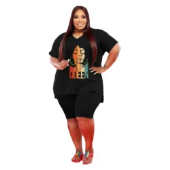 Ladies Fashion V Neck Plus Size 5x Solid Color Casual Set -Plus Size Dresses Shop 52169958e41aba48