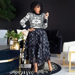 Women's Polka Dot Black Mesh Skirt Long A-line Skirt -Plus Size Dresses Shop 522d35b2acb41bc8