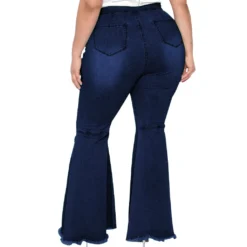 Trendy Slim Wide Leg Ripped Plus Size Bell Bottom Denim Pants -Plus Size Dresses Shop 525a4b4a510bfe44