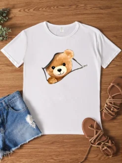 Women's Fashion Casual Plus Size Women's Graphic Print Round Neck Short Sleeve Plus Size T-Shirt -Plus Size Dresses Shop 52b12491d055234c