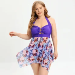 Plus Size Swimsuit Women'S Two Pieces Halter Swimming Dress Square Leg Swim Bottom Two Piece Set -Plus Size Dresses Shop 52c5c11dc2235aa2