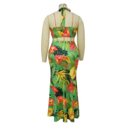 Spring Print Halter Neck Tie Dress Set -Plus Size Dresses Shop 533f2896d55b51e1