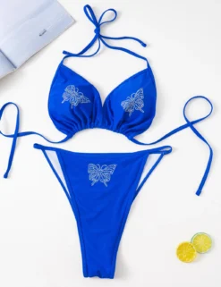 Plus Size Women Rhinestone Lace-Up Bikini -Plus Size Dresses Shop 53464b294b291f46