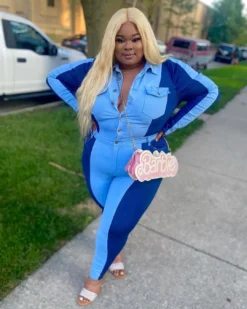 Plus Size Women Colorblock Top And Pant Casual Two-piece Set -Plus Size Dresses Shop 538ff60cbcb36dac