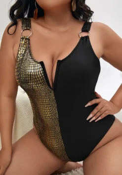 Plus Size Swimsuit Color Block One Piece Swimwear -Plus Size Dresses Shop 53997d9c4d2bc9a4