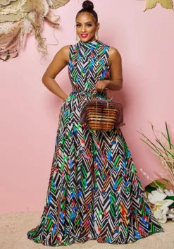 Women Printed Wide Leg Jumpsuit -Plus Size Dresses Shop 5411df251fdf9447