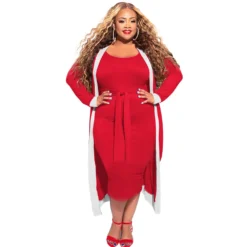 Plus Size Women Casual Contrast Stripe Long Sleeve Jacket + Tank Top Dress 14 Plus Size Women Casual Contrast Stripe Long Sleeve Jacket + Tank Top Dress -Plus Size Dresses Shop 542fd01a736ca2ff