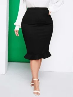 Summer Plus Size Women's Ruffle Midi Skirt -Plus Size Dresses Shop 550cb7884a356a42