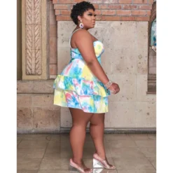 Plus Size Women Summer Straps Tie Dye Ruffles Dress -Plus Size Dresses Shop 5557751ef43b657a