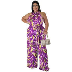 Plus Size Women's Fashion Holidays Casual Print Multicolor Jumpsuit -Plus Size Dresses Shop 5588dab940c5eaeb