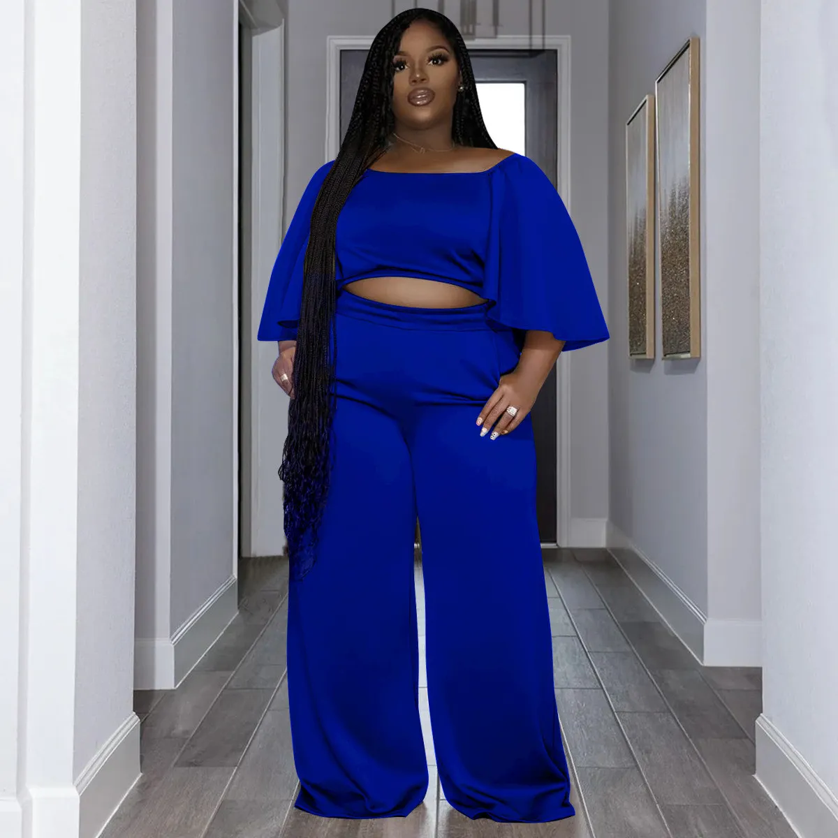 Plus Size Women Summer Short Sleeve Top And Pants Casual Two-Piece Set 6 Plus Size Women Summer Short Sleeve Top And Pants Casual Two-Piece Set - Image 4
