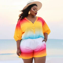 Women's Sexy Print Summer Beach Fashion Two Piece Shorts Set -Plus Size Dresses Shop 5671f148577dc23a