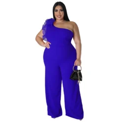 Plus Size Ladies One Shoulder Mesh Wide Leg Pants -Plus Size Dresses Shop 569eb1155bc17e2b