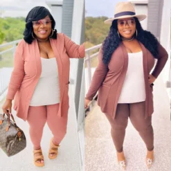 Spring Plus Size Fashion Women's Sexy Solid Color Cardigan Tight Fitting Three-Piece Pants Set 21 Spring Plus Size Fashion Women's Sexy Solid Color Cardigan Tight Fitting Three-Piece Pants Set -Plus Size Dresses Shop 56cd8618b5ff524e