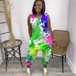 Plus Size Tie Dye Jumpsuit