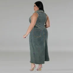 Plus Size Women's Denim Sleeveelss Zipper Top Slit Long Skirt Two Piece Set 14 Plus Size Women's Denim Sleeveelss Zipper Top Slit Long Skirt Two Piece Set -Plus Size Dresses Shop 570efc47a4fb6c72