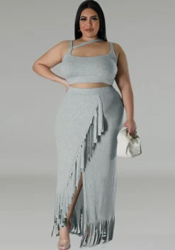 Plus Size Women's Tassel Irregular Sleeveless Two Piece Skirt Set 23 Plus Size Women's Tassel Irregular Sleeveless Two Piece Skirt Set -Plus Size Dresses Shop 573730552b302a5e