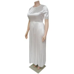 Plus Size Women's Fall Winter Pleated Round Neck Long Dress Short Sleeves -Plus Size Dresses Shop 57985d3b6cf92759