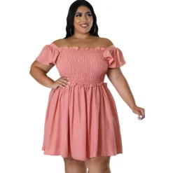Plus Size Summer Women's Off Shoulder Short Sleeve Casual Swing Dress 40 Plus Size Summer Women's Off Shoulder Short Sleeve Casual Swing Dress -Plus Size Dresses Shop 5847dff952418e68