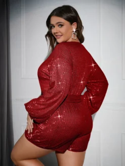 Women Sexy Lantern Long Sleeve Sequin Jumpsuit -Plus Size Dresses Shop 5850b21561b87cc9