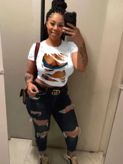 3d Graphics Plus Size Women's Tops Loose Fit Tops Round Neck T-Shirt -Plus Size Dresses Shop 5899fe4945678d0b