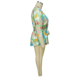 Summer Printed Plus Size Ladies One Shoulder Long Sleeve Lace Up Top -Plus Size Dresses Shop 58e1d2db1e2a3062