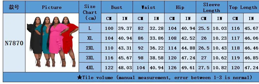 Chic Women's Solid Color V-neck Ruffle Slim Sexy Plus Size Dress 8 Chic Women's Solid Color V-neck Ruffle Slim Sexy Plus Size Dress - Image 6