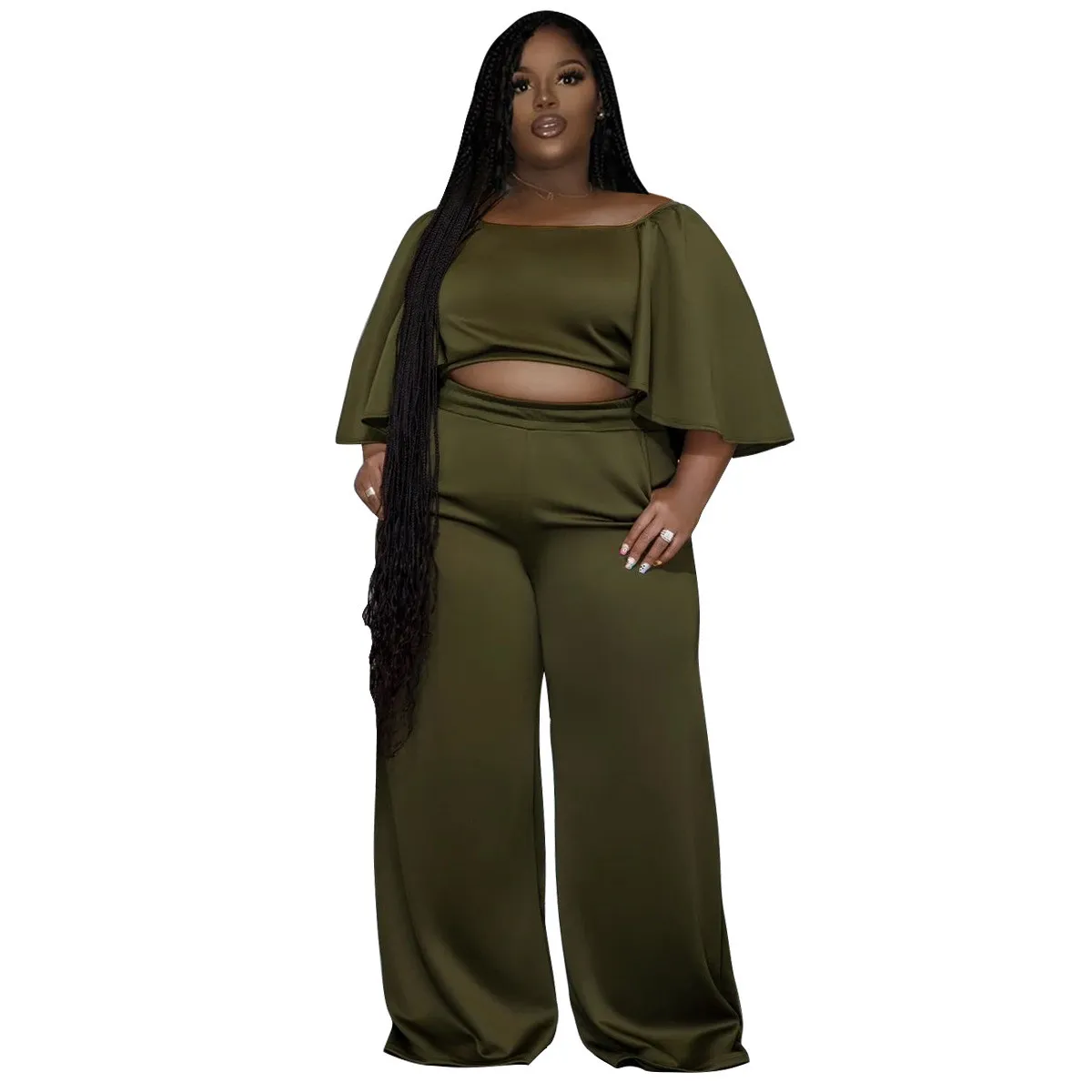Plus Size Women Summer Short Sleeve Top And Pants Casual Two-Piece Set 5 Plus Size Women Summer Short Sleeve Top And Pants Casual Two-Piece Set - Image 3