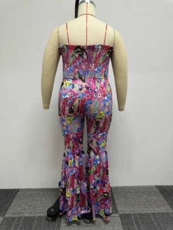Sexy Print Plus Size Lace Jumpsuit Bell Bottom Pants -Plus Size Dresses Shop 595979fb12ead243