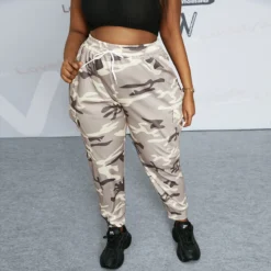 Plus Size Women Sport Camouflage Print Trousers -Plus Size Dresses Shop 59d048253e50f8a5