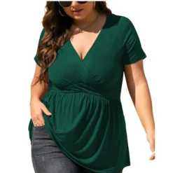 Plus Size Women V-Neck Short Sleeve T-Shirt -Plus Size Dresses Shop 5a73311c4d6771c3