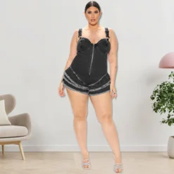 Plus Size Women's Fall Sexy Strapless Wash Denim Jumpsuit -Plus Size Dresses Shop 5a7f1e864a78af2e