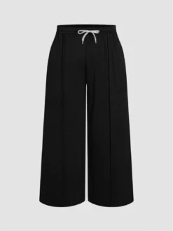 Plus Size Women's Autumn And Winter Elastic Waist Casual Versatile Drawstring High Waist Straight Pants -Plus Size Dresses Shop 5b92c5cc939ab459
