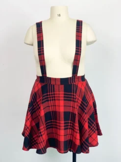 Plus Size Women Summer Sexy Suspender Check High Waist Skirt -Plus Size Dresses Shop 5c5228b1362a25ab