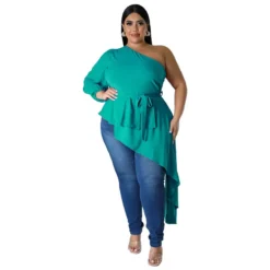 Women Style Irregular One Shoulder Long Sleeve Sexy Top -Plus Size Dresses Shop 5c5eea50632c943a