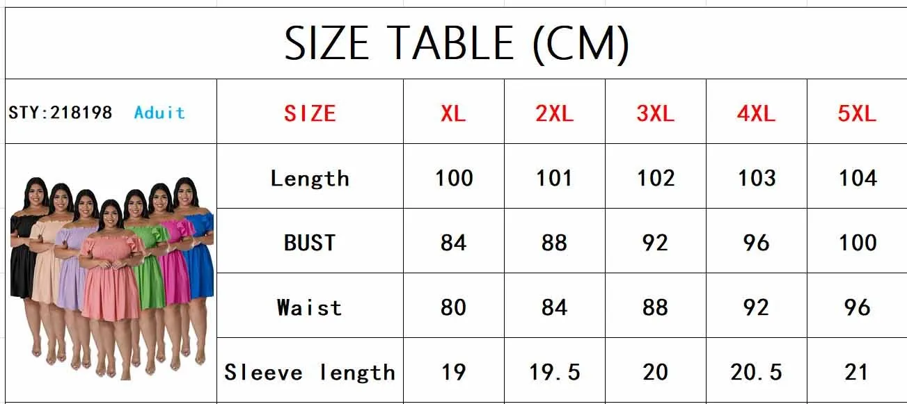 Plus Size Summer Women's Off Shoulder Short Sleeve Casual Swing Dress 10 Plus Size Summer Women's Off Shoulder Short Sleeve Casual Swing Dress - Image 8