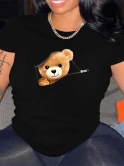 Women's Fashion Casual Plus Size Women's Graphic Print Round Neck Short Sleeve Plus Size T-Shirt -Plus Size Dresses Shop 5dbd9b55252c69f1