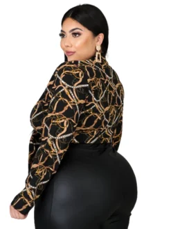 Plus Size Women Leopard Tie Shirt