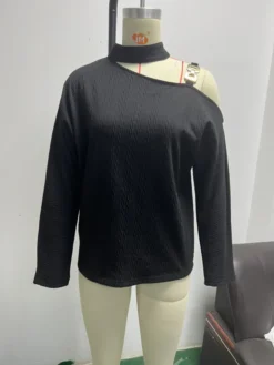 Plus Size Women Sexy Chain Button Decorated Long Sleeve Shirt -Plus Size Dresses Shop 5e92ca67b3abadd1